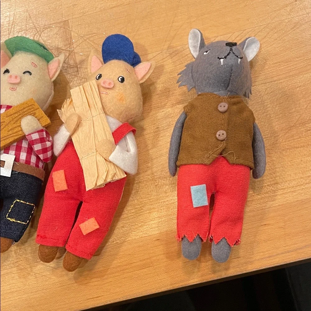 Set of Three Little Pigs 6” Target Ornaments -Soft Felt